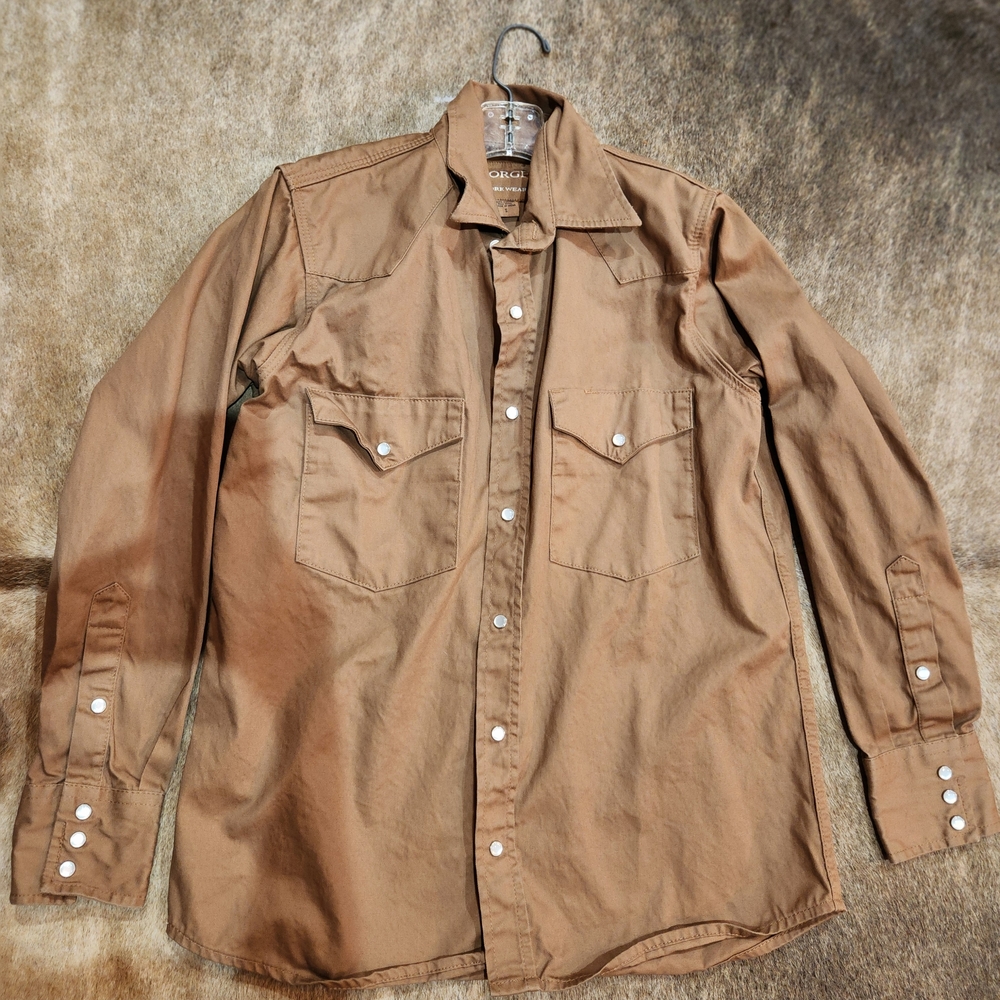 Williston Forge Tan Casual Button-Down Shirt